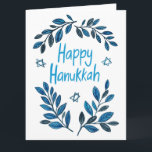 Happy Hanukkah Botanical Watercolor Card<br><div class="desc">Sweet drawing to wish someone happy hanukkah! Click "edit using design tool" to add your own text. Also available as postcard, greeting card, photo cards or digital download to send instantly via email or text message. Check my shop for more or let me know if you'd like something custom! I...</div>