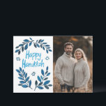 Happy Hanukkah Botanical Watercolor CUSTOM PHOTO Card<br><div class="desc">Sweet drawing to wish someone happy hanukkah! Click "edit using design tool" to add your own photo and text. Also available as postcard, greeting card, photo cards or digital download to send instantly via email or text message. Check my shop for more or let me know if you'd like something...</div>