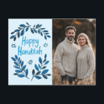 Happy Hanukkah Botanical Watercolor CUSTOM PHOTO Postcard<br><div class="desc">Sweet drawing to wish someone happy hanukkah! Click "edit using design tool" to add your own photo and text. Also available as greeting card, photo cards or digital download to send instantly via email or text message. Check my shop for more or let me know if you'd like something custom!...</div>