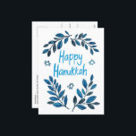 Happy Hanukkah Botanical Watercolor Holiday Postcard<br><div class="desc">Sweet drawing to wish someone happy hanukkah! Click "personalize" to add your own text to the back side. Also available as greeting card or digital download to send instantly via email or text message. Check my shop for more or let me know if you'd like something custom! I can create...</div>