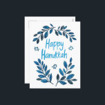 Happy Hanukkah Botanical Watercolor Holiday Postcard<br><div class="desc">Sweet drawing to wish someone happy hanukkah! Click "edit using design tool" to add your own text. Also available as greeting card or digital download to send instantly via email or text message. Check my shop for more or let me know if you'd like something custom! I can create custom...</div>