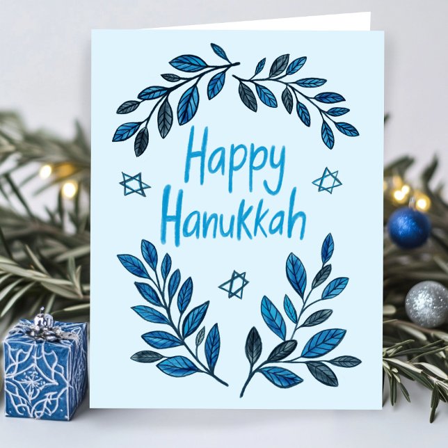 Happy Hanukkah Botanical Watercolor Modern Holiday Card (Happy Hanukkah Botanical Modern Watercolor Card
)