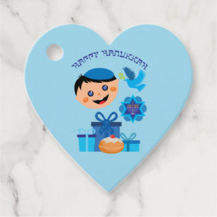 🕎 Happy Hanukkah, boy, custom text option Favor T Tags