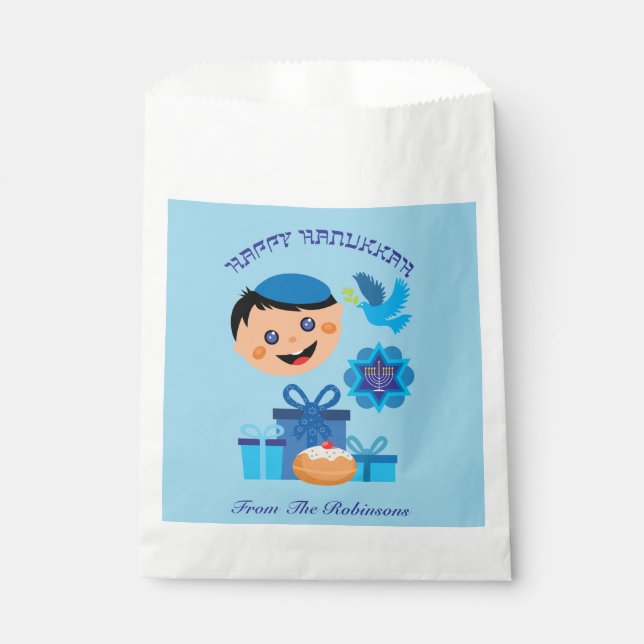 🕎 Happy Hanukkah, boy, Favor Bag (Front)