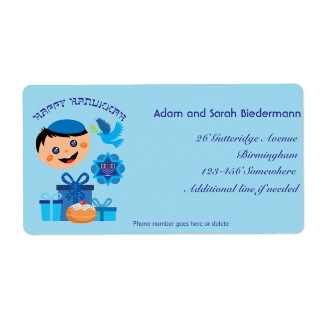 🕎 Happy Hanukkah, boy, Label (Front)