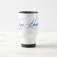 Happy Hanukkah Bright Blue Glitter Look Design Mug