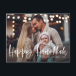 Happy Hanukkah Brush Lettering Overlay Photo Holiday Postcard<br><div class="desc">Happy Hanukkah! Send holiday wishes and greetings with this rustic holiday postcard. It features 'Happy Hanukkah' in brush hand lettering. Personalize this holiday card by adding your favorite photo,  greeting,  names and other details. Available as a flat card,  folded card and postcard.</div>