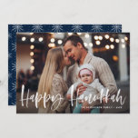 Happy Hanukkah Brush Lettering Photo Holiday Card<br><div class="desc">Happy Hanukkah! Send holiday wishes and greetings with this rustic holiday flat card. It features 'Happy Hanukkah' in brush hand lettering. Personalize this holiday card by adding your favorite photo,  greeting,  names and other details. Available as a flat card,  folded card and postcard.</div>