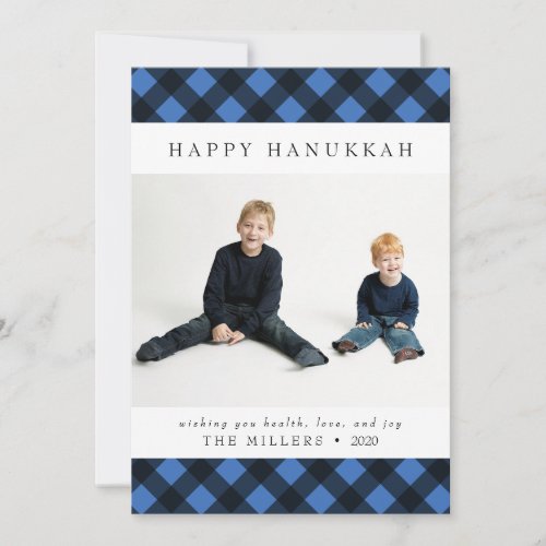 Happy Hanukkah Buffalo Plaid Card for Christmas