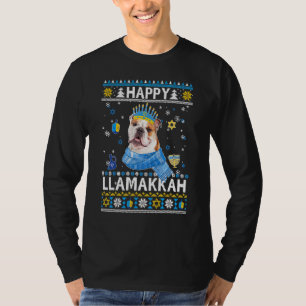 Happy Hanukkah Bulldog Ugly Sweater Christmas Paj