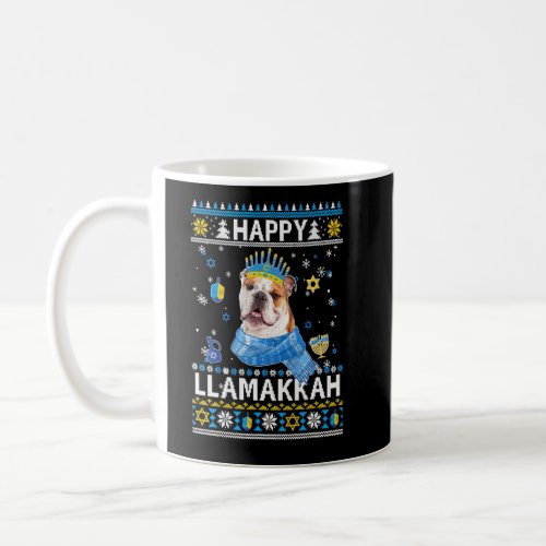 Happy Hanukkah Bulldog  Ugly Sweater Christmas Paj Coffee Mug