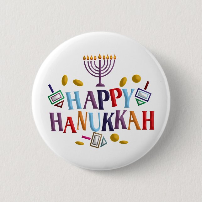 Happy Hanukkah Button (Front)
