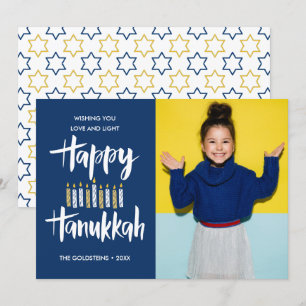 Happy Hanukkah Candles Blue Holidays photo Invitation