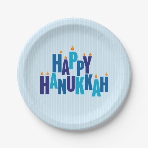 Happy Hanukkah Candles Holiday  Paper Plates