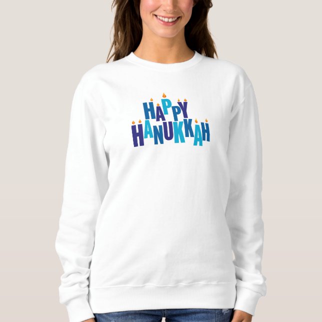 Happy Hanukkah Candles Holiday  Sweatshirt (Front)