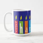 Happy Hanukkah Candles Mug<br><div class="desc">Happy Hanukkah Candles Mug. Bright, lively lit, menorah candles mug, just in time for your Chanukah/Hanukkah gift giving. Always fun to fill it with some favorite dreidels, candy, gelt or ?, wrapped in cellophane and a sweet little ribbon! Enjoy and Happy Chanukah/Hanukkah! Thanks for stopping and shopping by. Your business...</div>