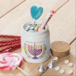 Happy Hanukkah Candy Jar<br><div class="desc">This cute Hanukkah pattern is an eye-catcher! It's a fun and funky way to dress up decor,  gifts,  apparel,  and household items for the occasion. Check out my store for more pattern items and gift ideas,  or combine items to create an interesting gift package!</div>