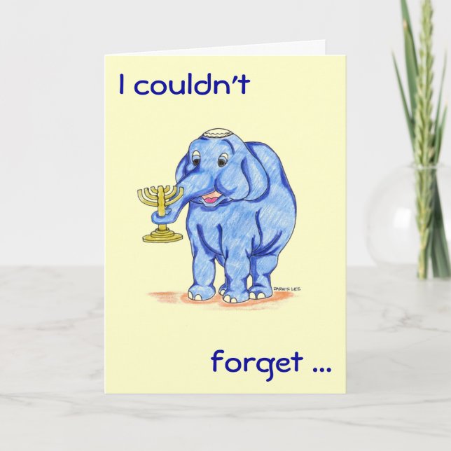 Happy Hanukkah Card with Cute Elephant (Front)