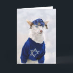 Happy Hanukkah Cat with Payot and Yarmulke Holiday Card<br><div class="desc">Happy Hanukkah Cat with Payot and Yarmulke</div>