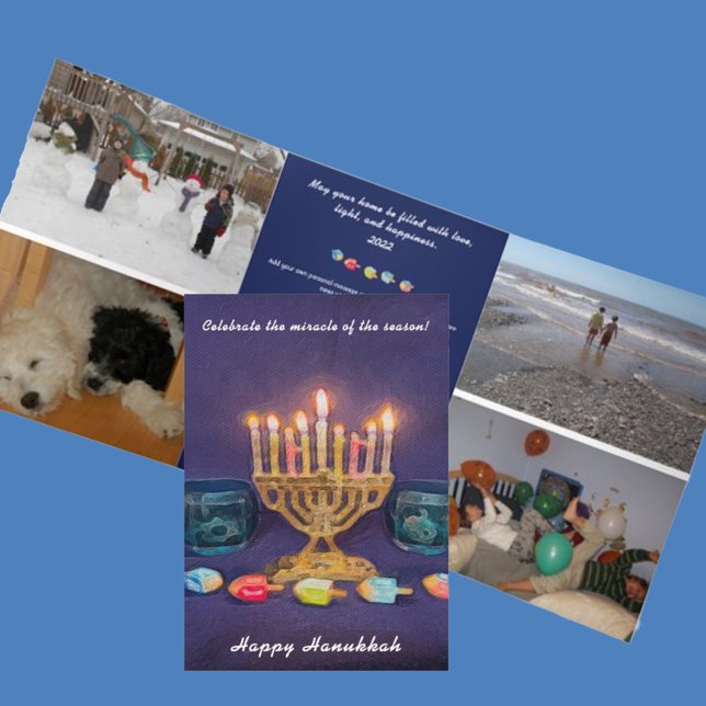 Happy Hanukkah Celebrate Miracle of Season Tri-Fold Holiday Card (Creator Uploaded)