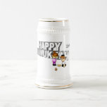 Happy Hanukkah Celebration - Beer Stein<br><div class="desc">This 3d sign  features "Happy Hanukkah" in the back. A little girl and boy playing with a Dreidel and a bowl of goodies. 2014 was added to the design. These mugs are available in an assortment of styles,  colors and sizes.</div>