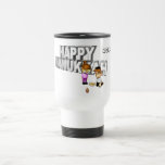 Happy Hanukkah Celebration - Travel Mug<br><div class="desc">This 3d sign  features "Happy Hanukkah" in the back. A little girl and boy playing with a Dreidel and a bowl of goodies. 2014 was added to the design. These mugs are available in an assortment of styles,  colors and sizes.</div>