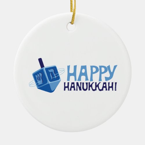 Happy Hanukkah Ceramic Ornament