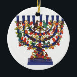 HAPPY HANUKKAH CERAMIC ORNAMENT<br><div class="desc">Happy Hanukkah Greetings From Quick Brown Fox</div>