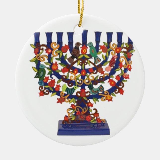 HAPPY HANUKKAH CERAMIC ORNAMENT (Front)
