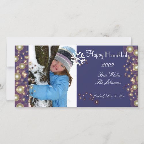 Happy Hanukkah Champagne bubbles photocards Holiday Card
