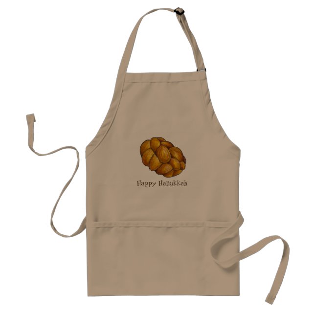 Happy Hanukkah Chanukah Challah Braided Bread Adult Apron (Front)