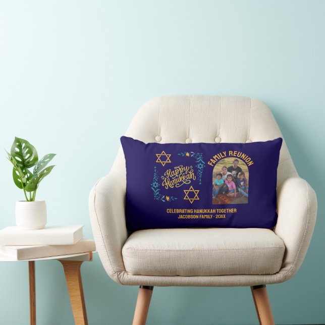 HAPPY HANUKKAH Chanukah Custom Photo  Lumbar Pillow (Chair)