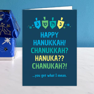 Happy Hanukkah Chanukah Dreidel Greeting Card