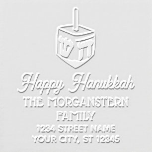 Happy Hanukkah Chanukah Dreidel Name Address Embosser