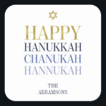 Happy Hanukkah Chanukah Holiday Sticker<br><div class="desc">Faux simulated gold foil design is incorporated in this design. Personalize the custom text above. You can find additional coordinating items in our "Happy Hanukkah Chanukah" collection.</div>