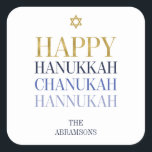 Happy Hanukkah Chanukah Holiday Sticker<br><div class="desc">Faux simulated gold foil design is incorporated in this design. Personalize the custom text above. You can find additional coordinating items in our "Happy Hanukkah Chanukah" collection.</div>