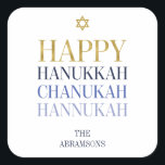 Happy Hanukkah Chanukah Holiday Sticker<br><div class="desc">Faux simulated gold foil design is incorporated in this design. Personalize the custom text above. You can find additional coordinating items in our "Happy Hanukkah Chanukah" collection.</div>