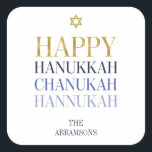 Happy Hanukkah Chanukah Holiday Sticker<br><div class="desc">Faux simulated gold foil design is incorporated in this design. Personalize the custom text above. You can find additional coordinating items in our "Happy Hanukkah Chanukah" collection.</div>