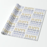 Happy Hanukkah Chanukah Holiday Wrapping Paper<br><div class="desc">Faux simulated gold foil design is incorporated in this design. You can find additional coordinating items in our "Happy Hanukkah Chanukah" collection.</div>