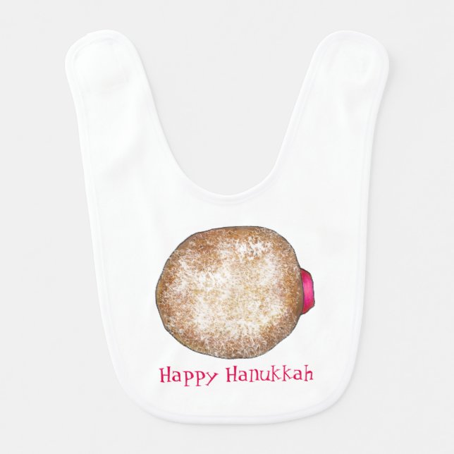 Happy Hanukkah Chanukah Jelly Donut Doughnut Food Bib (Front)