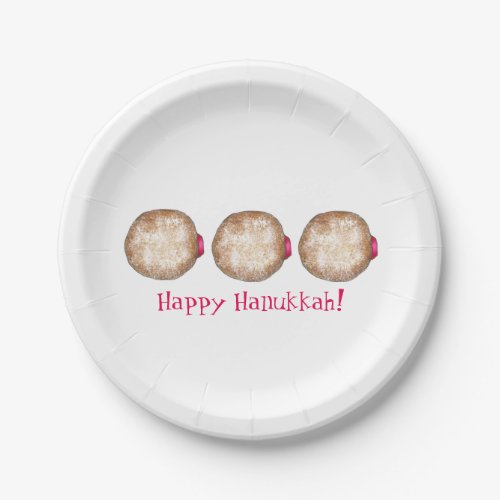 Happy Hanukkah Chanukah Jelly Donut Doughnut Paper Plates