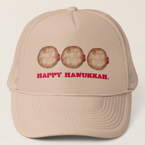 Happy Hanukkah Chanukah Jelly Donut Doughnut Trucker Hat