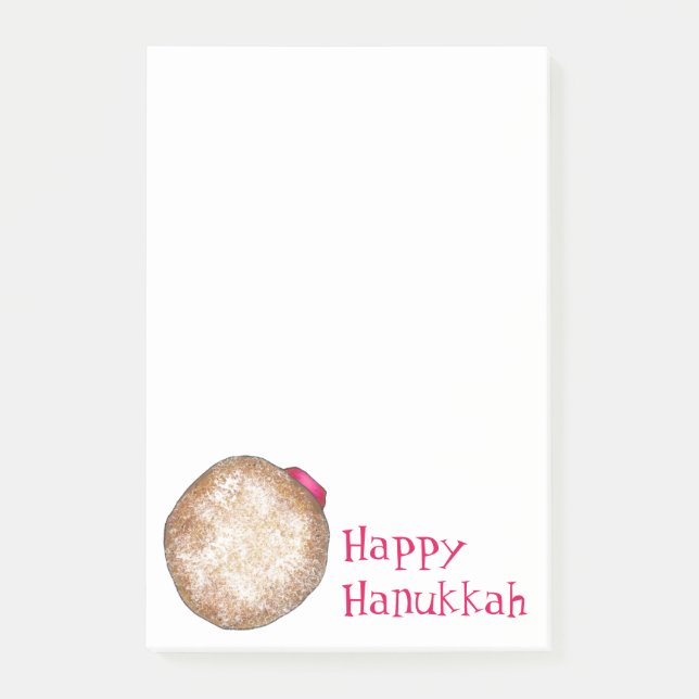 Happy Hanukkah Chanukah Jelly Donut Dougnut Food Post-it Notes (Front)