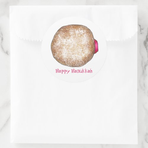 Happy Hanukkah Chanukah Jelly Donut Sufganiyah Classic Round Sticker