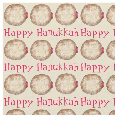 Happy Hanukkah Chanukah Jelly Donut Sufganiyah Fabric