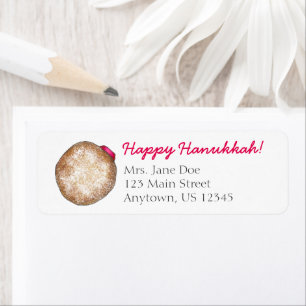Happy Hanukkah Chanukah Jelly Donut Sufganiyah Label