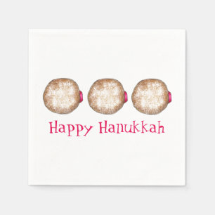 Happy Hanukkah Chanukah Jelly Donut Sufganiyah Napkins