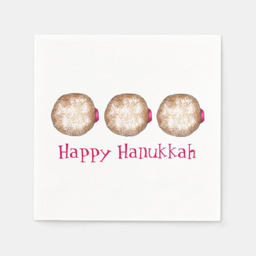 Happy Hanukkah Chanukah Jelly Donut Sufganiyah Napkins