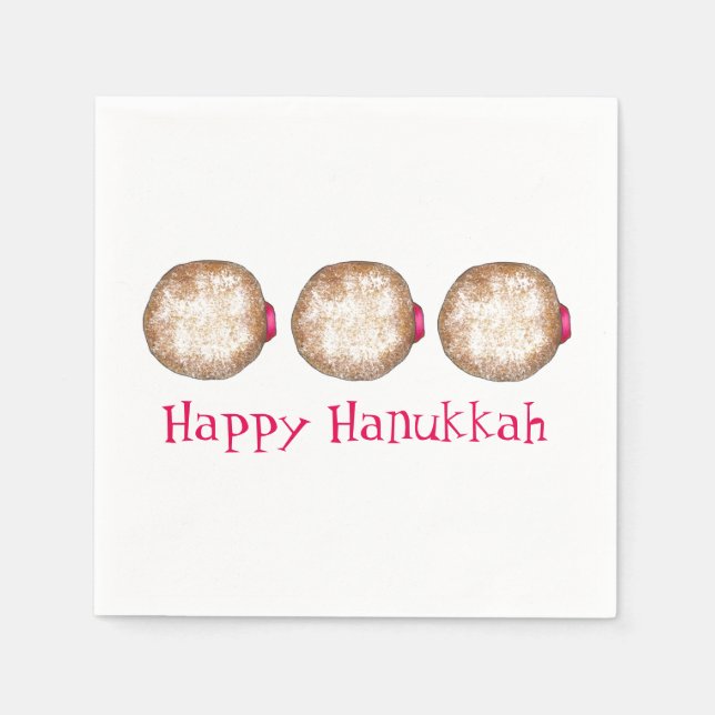 Happy Hanukkah Chanukah Jelly Donut Sufganiyah Napkins (Front)