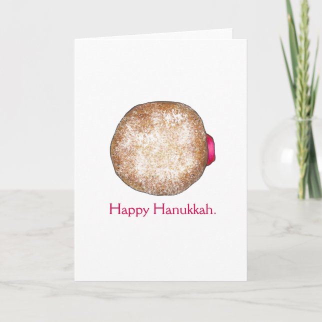 Happy Hanukkah Chanukah Jelly Donut Sufganiyot Holiday Card (Front)